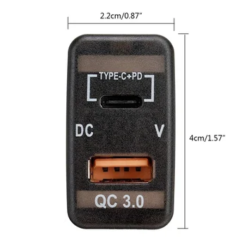 Auto punjač Type-C + PD QC3.0, dvostruki USB adapter, Priključak za ploču, Voltmetar za Cruiser Prado Hiace