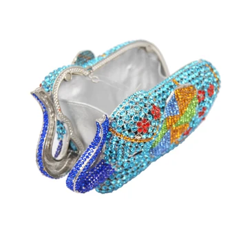 Najnovija luksuzna modna večer torbu u obliku slona s kristalima i dijamantima, luksuzne indijski dijamanata, metalni novčanik iz цинкового legure za svadbene zurke SC487