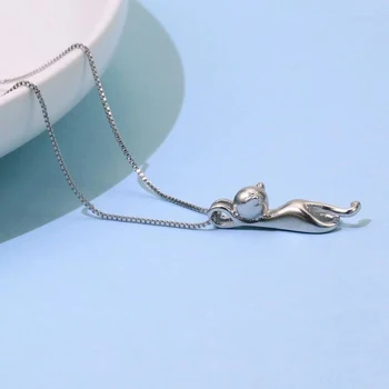 Посеребренное ogrlica sa ovjes u obliku mačke, ogrlica s lancem na ключицах, Poklon crtani golema slatka ogrlice