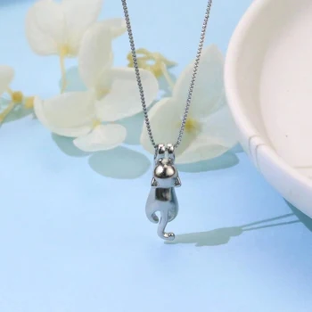 Посеребренное ogrlica sa ovjes u obliku mačke, ogrlica s lancem na ключицах, Poklon crtani golema slatka ogrlice