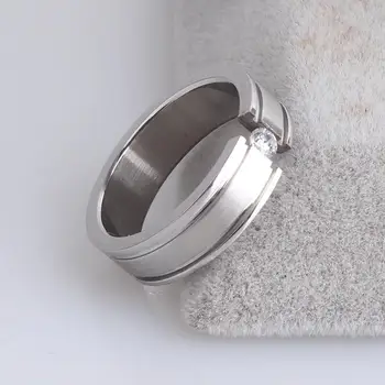 vjenčano prstenje 6 mm, srebrne boje mat Spona cirkon 316L Prsten na prst od Nehrđajućeg Čelika za žene i muškarce u rasutom stanju