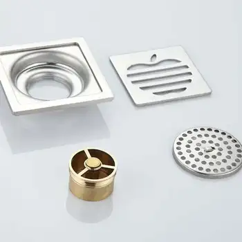 4-Inčni kvadratnom odvod za tuš, rešetka od nehrđajućeg čelika s odvojivim poklopcem za kuhinjski pribor kupaonica