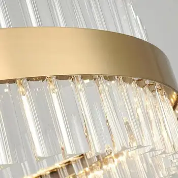 Постмодернистский sjaj Crystal Led viseći svijećnjak s podesivim ona Nordijsko okrugli Metalni luster lampa Visi svjetiljka je Zlatno bilo koji otvoreni položaj rasvjeta