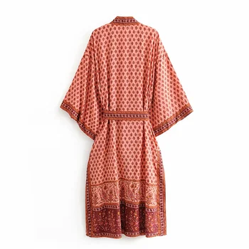 Винтажное kimono s павлиньим po cijeloj površini u boho stilu, donje богемное kimono s V-izrez i rukavima, 