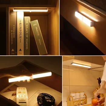 Ultra-tanki clamshell to USB-punjiva led traka, detektor pokreta PIR, aluminijski kredenac, Lampe pod ormar, noćna rasvjeta