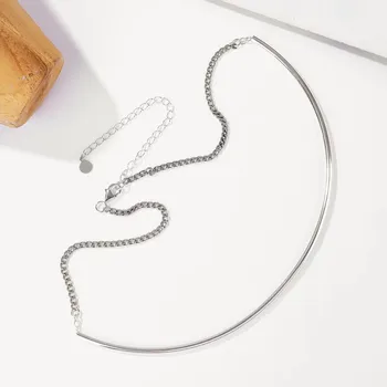 AFAGO Jednostavan sjajni ovratnik-полукольцо od 925 sterling srebra, ogrlica, lanac na ключицу, ženski poklon za Valentinovo