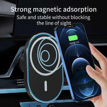 automatska Aluminijska legura univerzalni 15 W brzo punjenje Qi Auto Bežični Magnetski Punjači držač telefona magnetsko punjač za iphone12
