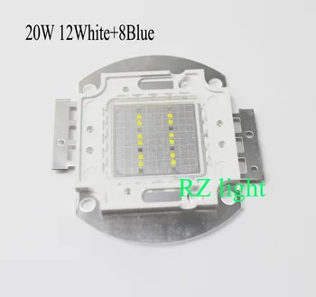 20 W 12 Kom. Cool White 10.000 Do + 8Royal Plava 445 nm-455 nm High power LED DIY